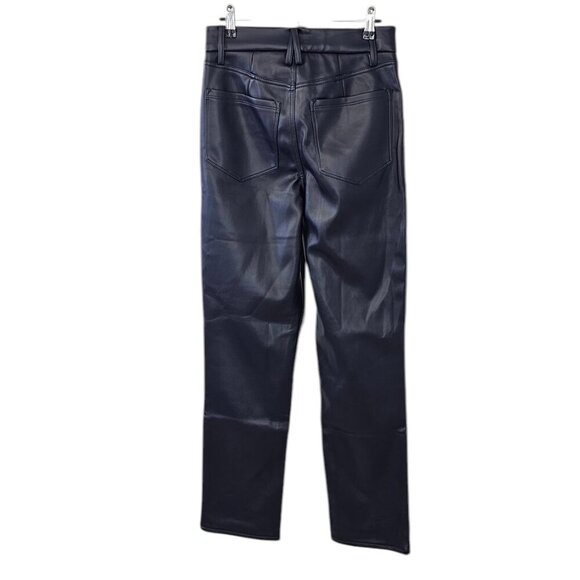 Good American Better Than Leather Faux Leather Pants, Blue, Straight Leg, Size 6 - Picture 3 of 10